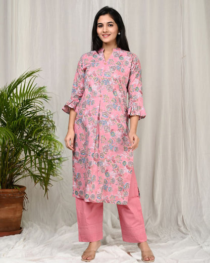 Stunning Kurta and Pant Set For Women Cotton Candy Color