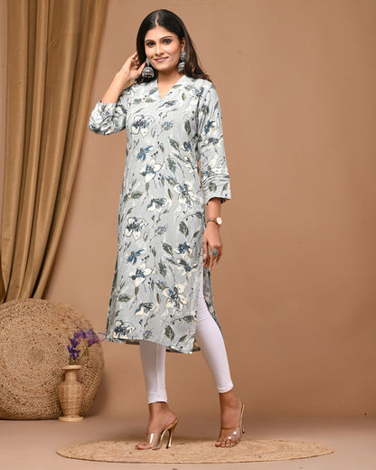 Premium Rayon Kurta Top For Women Pure Cotton Grey Color