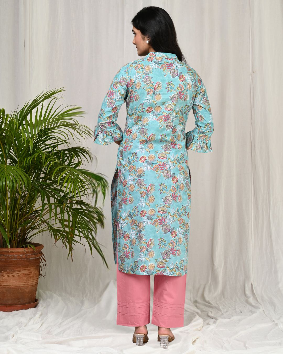 Stunning Kurta and Pant Set For Women Morning Glory Color