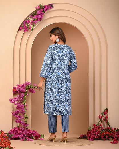 Stunning Kurta and Pant Set with Dupatta For Women Comet Blue Color
