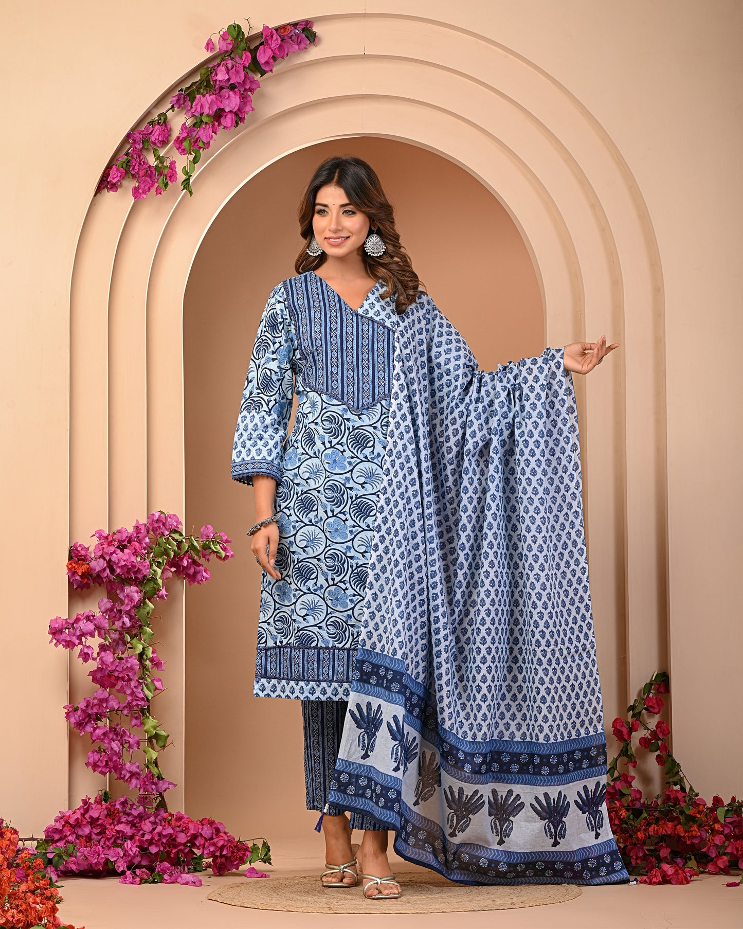 Stunning Kurta and Pant Set with Dupatta For Women Comet Blue Color