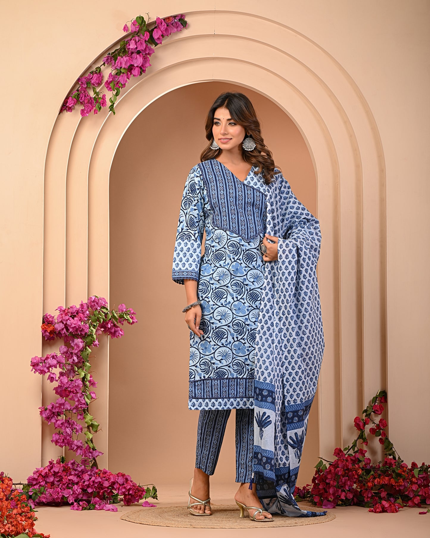 Stunning Kurta and Pant Set with Dupatta For Women Comet Blue Color