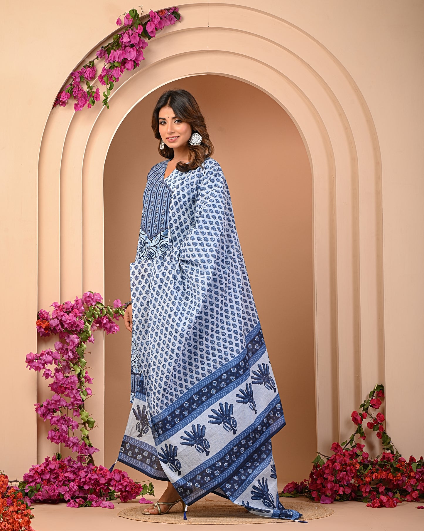 Stunning Kurta and Pant Set with Dupatta For Women Comet Blue Color