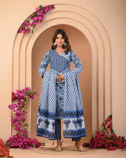 Stunning Kurta and Pant Set with Dupatta For Women Comet Blue Color