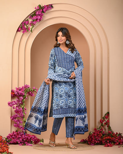 Stunning Kurta and Pant Set with Dupatta For Women Comet Blue Color