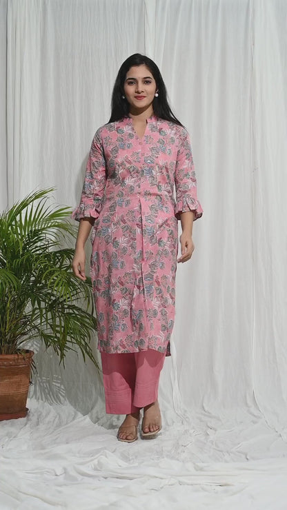 Stunning Kurta and Pant Set For Women Cotton Candy Color
